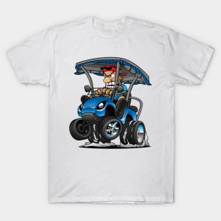 Funny Golf Cart Hotrod Golf Car Popping a Wheelie Cartoon T-Shirt